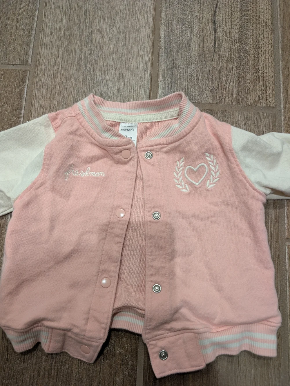 Carter's Pink Jacket and Cream Printed Bodysuit Set